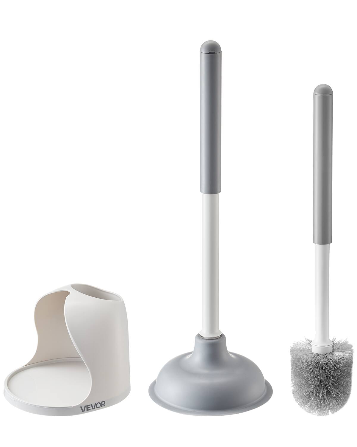 VEVOR - Toilet Brush and Plunger Set, 2-in-1 Toilet Bowl Brush Plunger Combo with Ventilated Holder, 360° Deep Cleaning