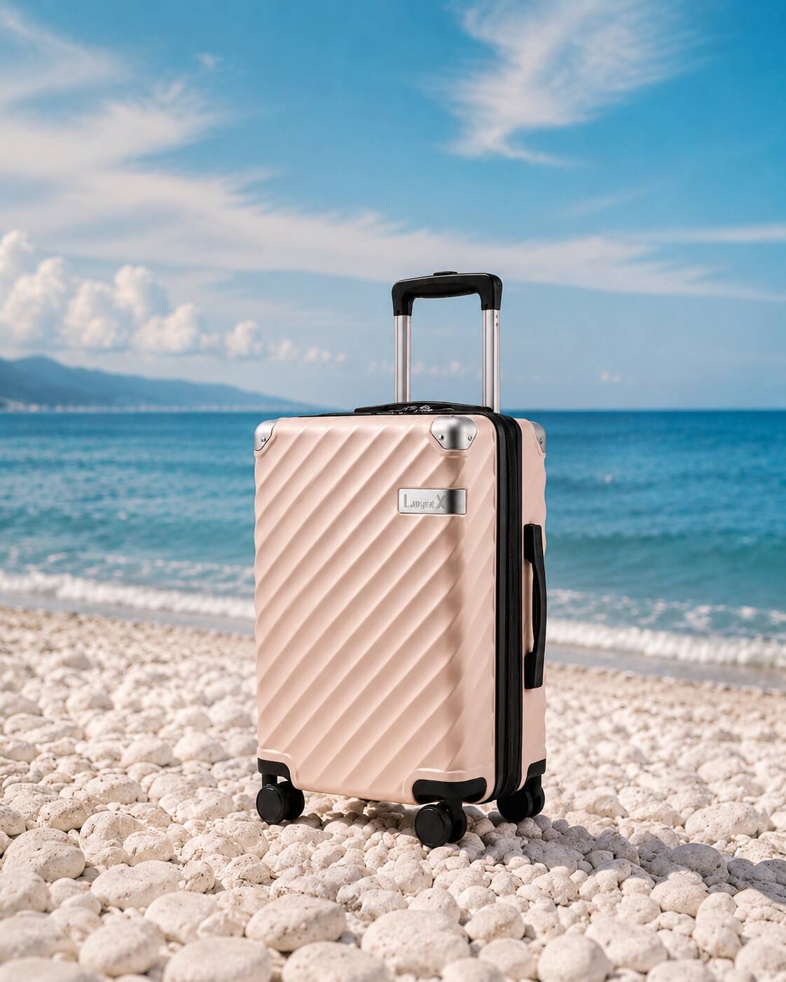 Angle. LUGGEX - LUGGEX 20" Carry On Luggage Expandable Airline Approved PC Hardside Suitcase with TSA Lock KVC - EX - Pink.
