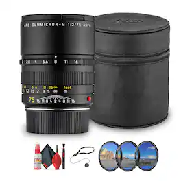 Bundle - Leica - APO-Summicron-M 75mm f/2 ASPH. Lens Black | Compact M-Mount Portrait Lens with APO Correction & Manual Focus Preci - Black