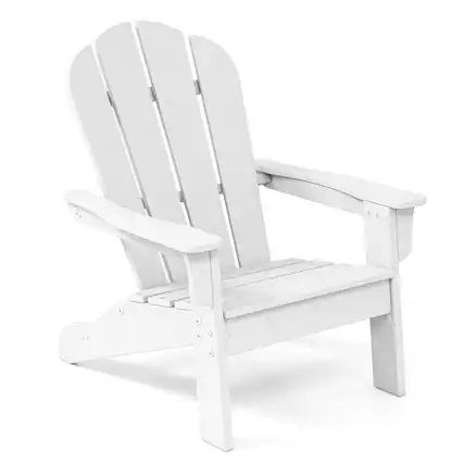 Front. Costway - Costway Kids Adirondack Chair with High Backrest Armrests Fire Pit Chair for Kids Ages 3-8 - White.