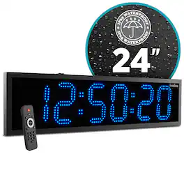Ivation - 24" Outdoor Digital Clock – Waterproof LED - Blue