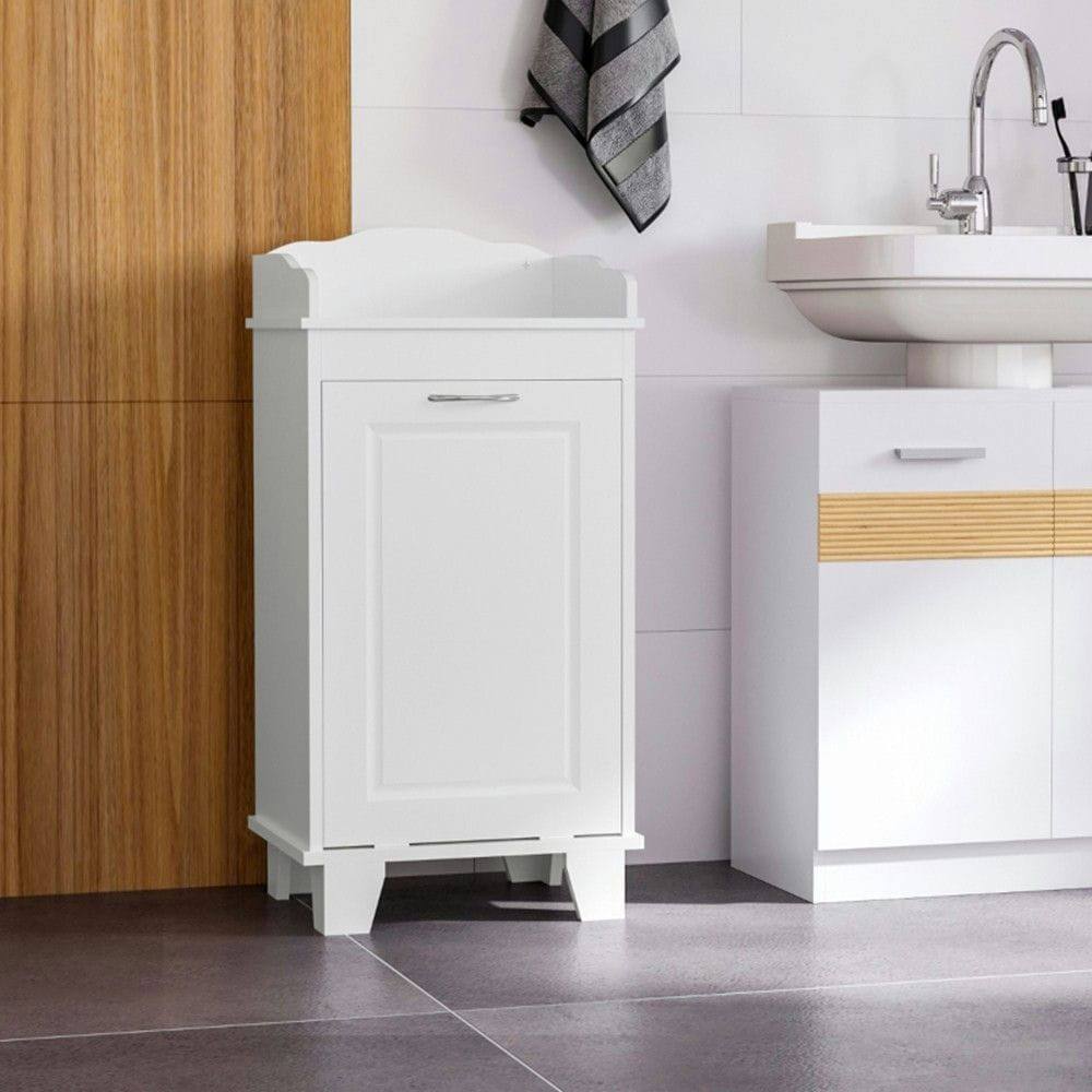 Alt View 2. Kadyn - Free Standing Home Organizer Hamper, Bathroom Storage Cabinet, White - White.