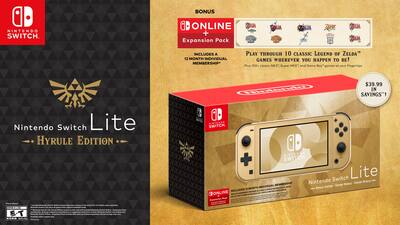 Switch Lite: Hyrule Edition with Bonus Nintendo Switch Online + Switch Lite: Hyrule Edition with Bonus Nintendo Switch Online +