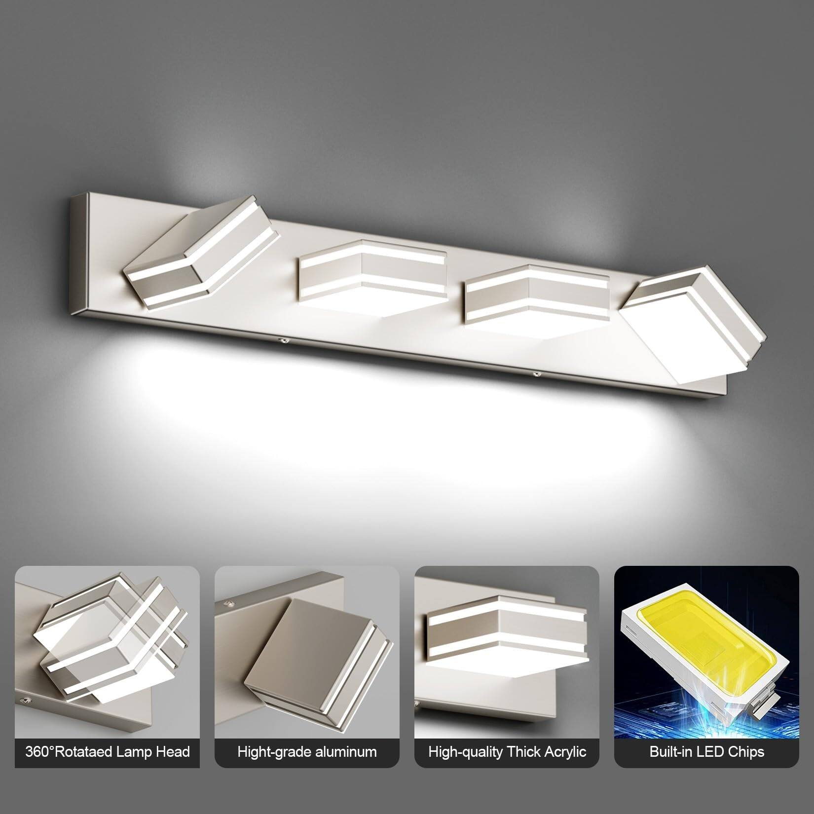 360° Rotated Lamp Head  
High-grade aluminum  
High-quality Thick Acrylic  
Built-in LED Chips