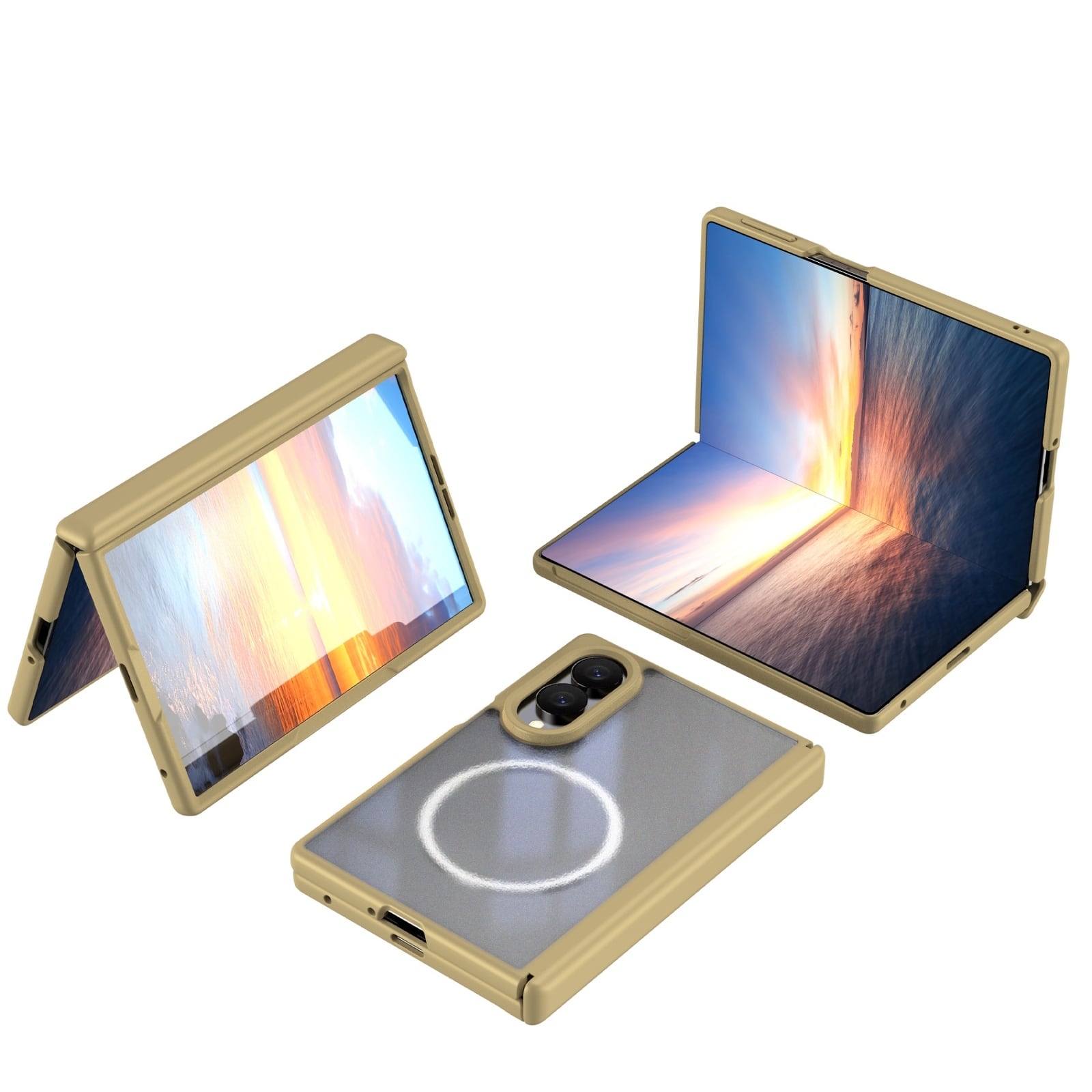 Dteck - Shockproof Phone Case for Samsung Galaxy Z Fold8 Built in Screen Film, Clear Magnetic Cover with Full Hinge Protection - Gold price history on PriceWatchPro