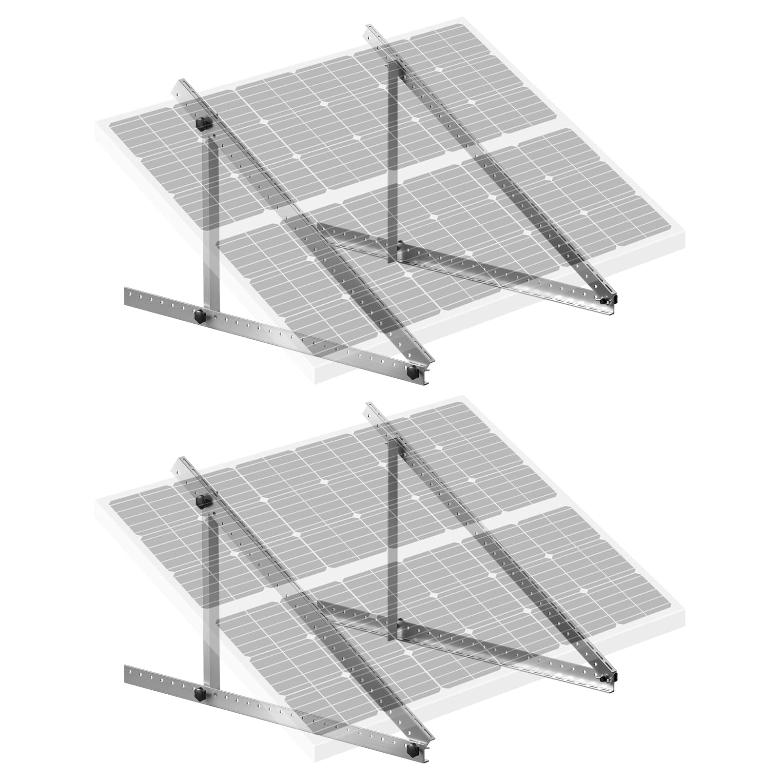 VEVOR - 2 Sets Solar Panel Mounting Brackets 45-Inch, 0 to 90° Adjustable Tilt Mount Brackets Support 100-400W Solar Panels - Silver-gray
