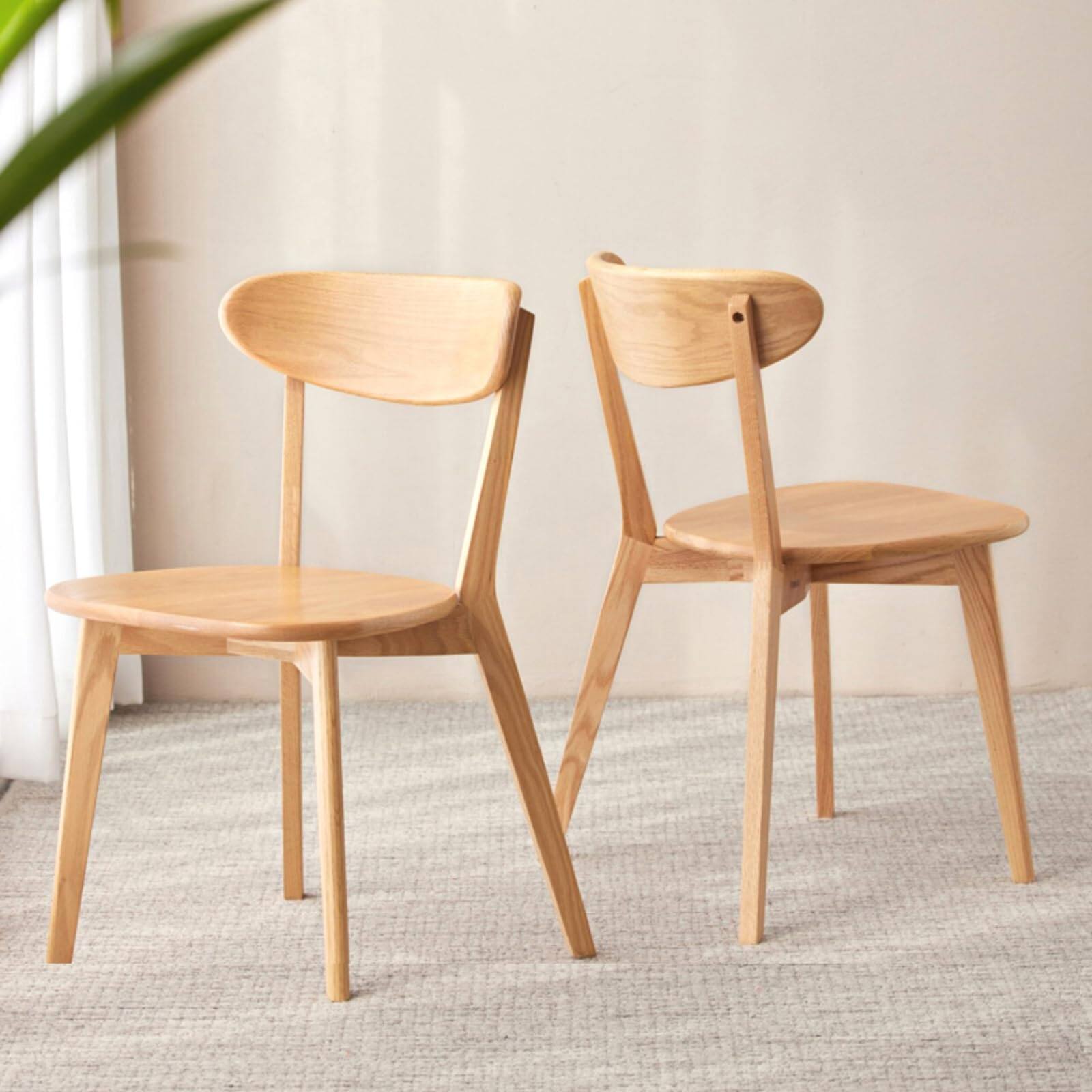 Front. Glintex - (Set of 2 pcs) Dining chair wooden FAS grade oak natural wood ,living room chair ,simple and natural - Oak.