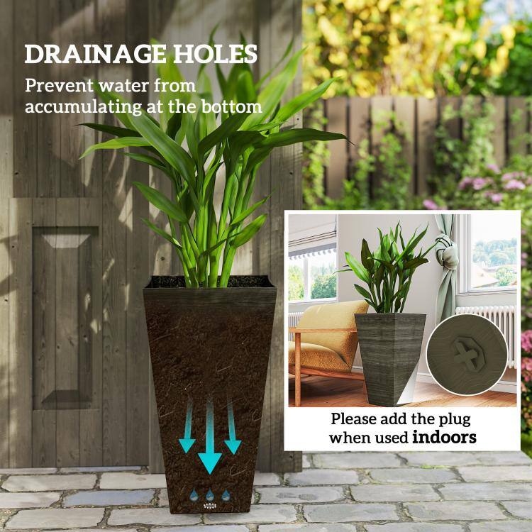 DRAINAGE HOLES  
Prevent water from accumulating at the bottom  

Please add the plug when used indoors