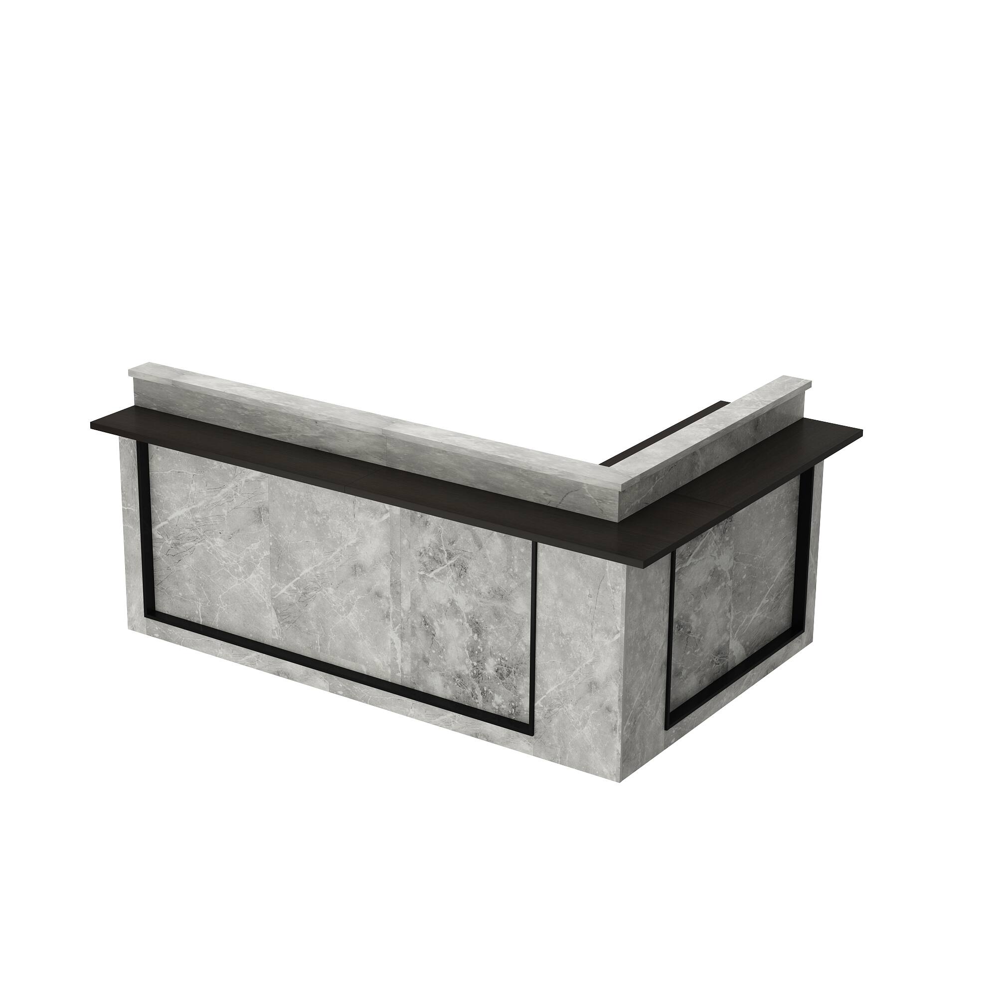 Left. Famapy - Famapy Modern Reception Desk: Marble - Look, LED - Lit & Organized Front Desk - Gray.
