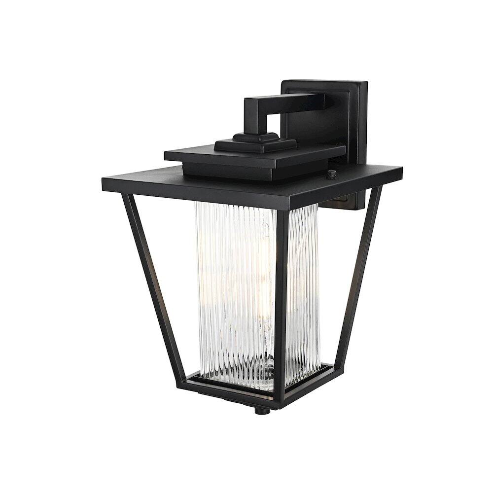 Angle. Elegant Lighting - York 7 inch Outdoor Pendant in Black - Black.