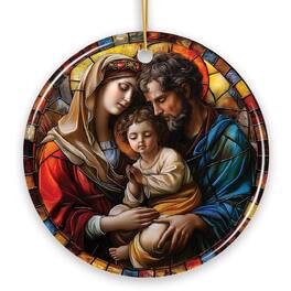 OrnamentallyYou - The Holy Embrace Stained Glass Themed Ceramic Ornament - Multi-colored