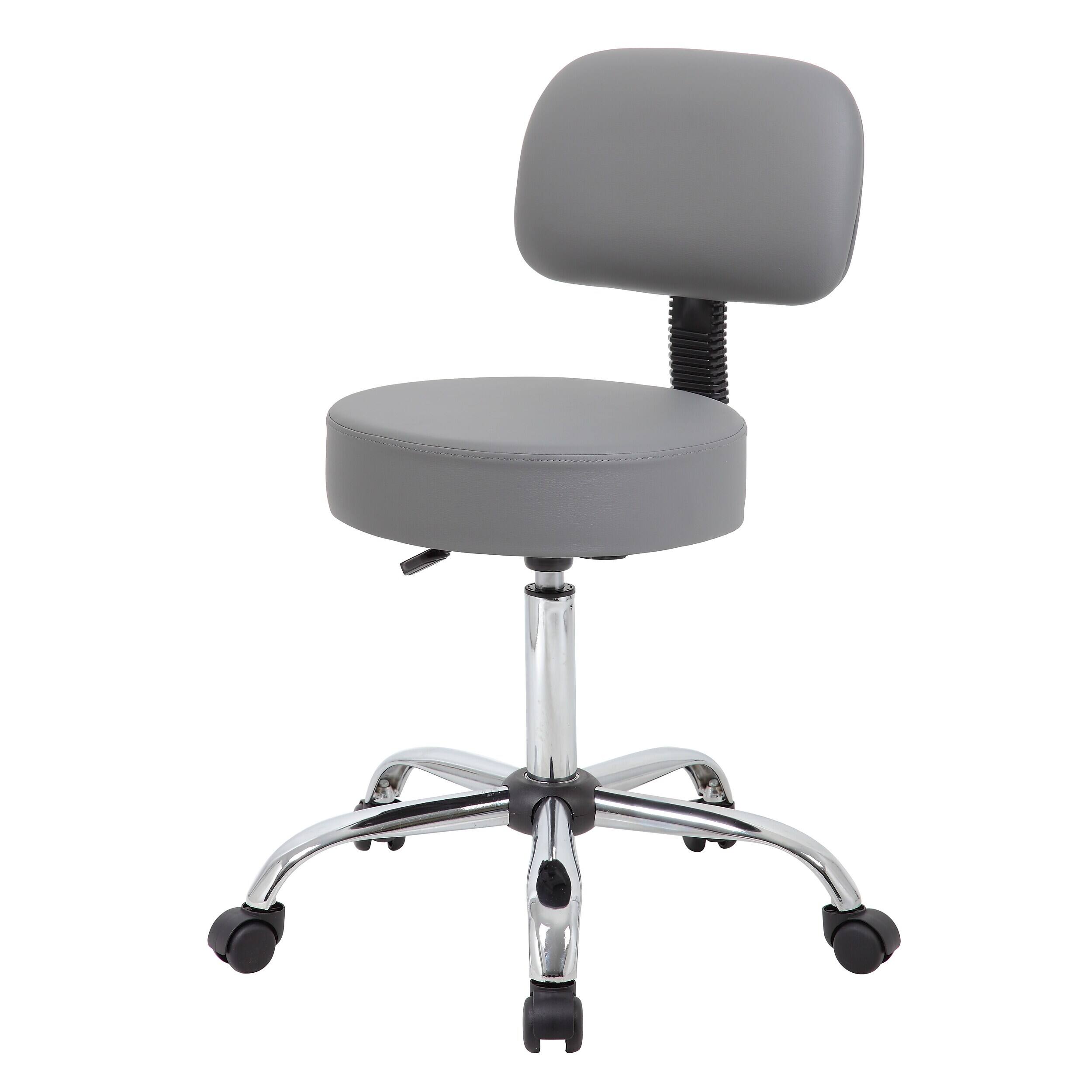 Alt View 4. Boss Office Products - Caressoft Armless Medical Stool with Backrest, Gray (B245-GY) - Gray.