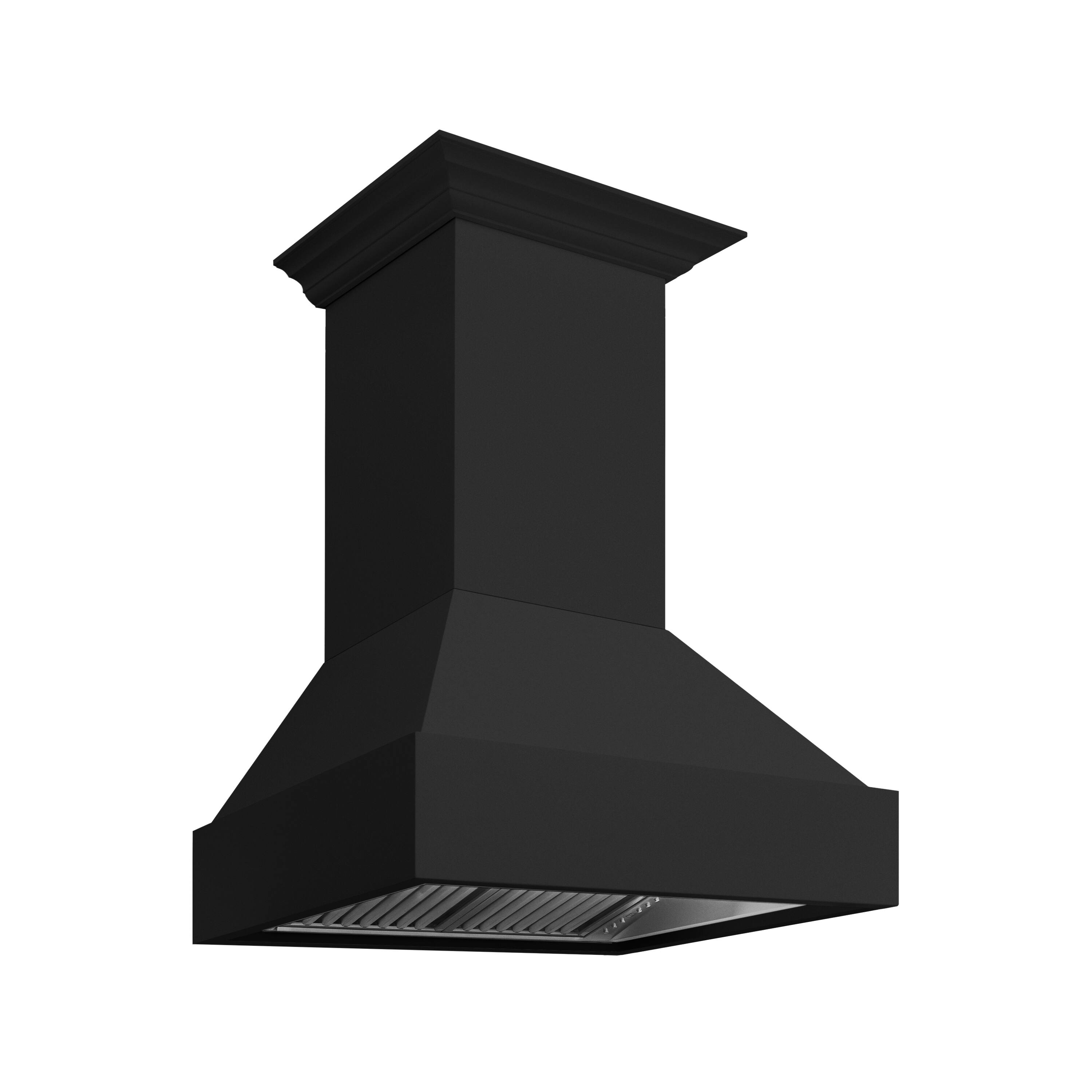 Left. ZLINE - ZLINE 30 in. Wooden Wall Mount Range Hood in Rustic Black Finish (355CC-30) - Black.