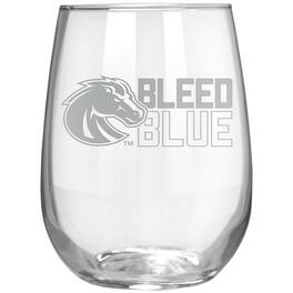 Great American Products - Boise State Broncos Etched 17oz. Rally Cry Stemless Wine Glass - Multicolor