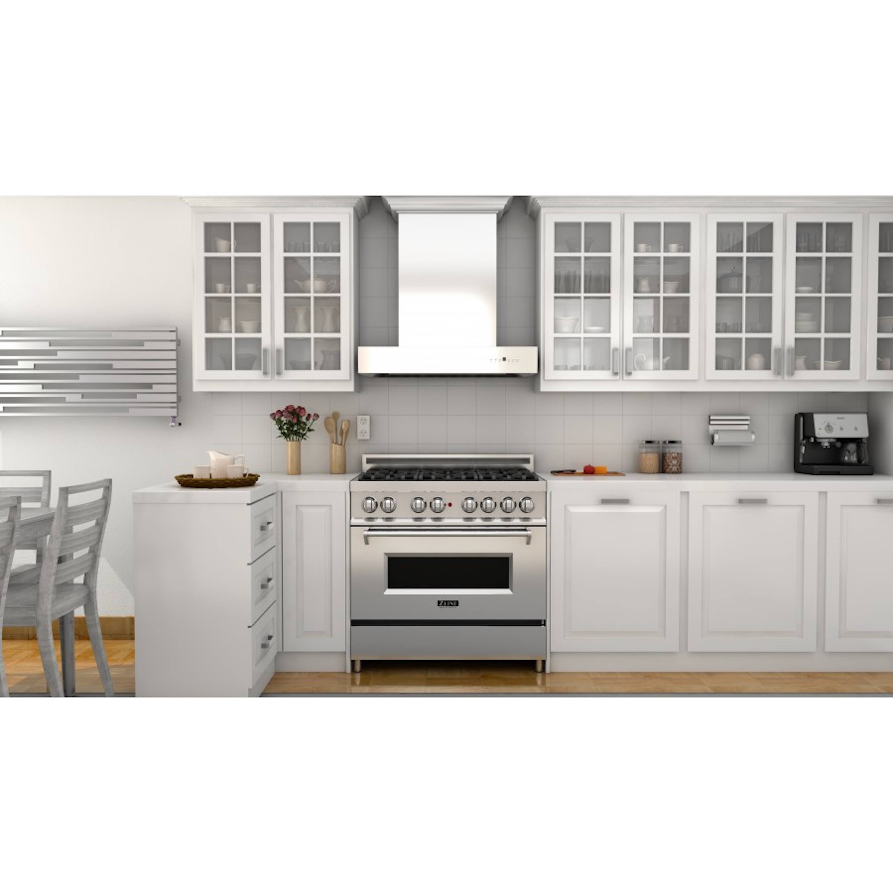 Alt View 2. ZLINE - ZLINE 30 in. Convertible Professional Wall Mount Range Hood in Stainless Steel with Crown Molding (KECOMCRN-30) - Stainless steel.