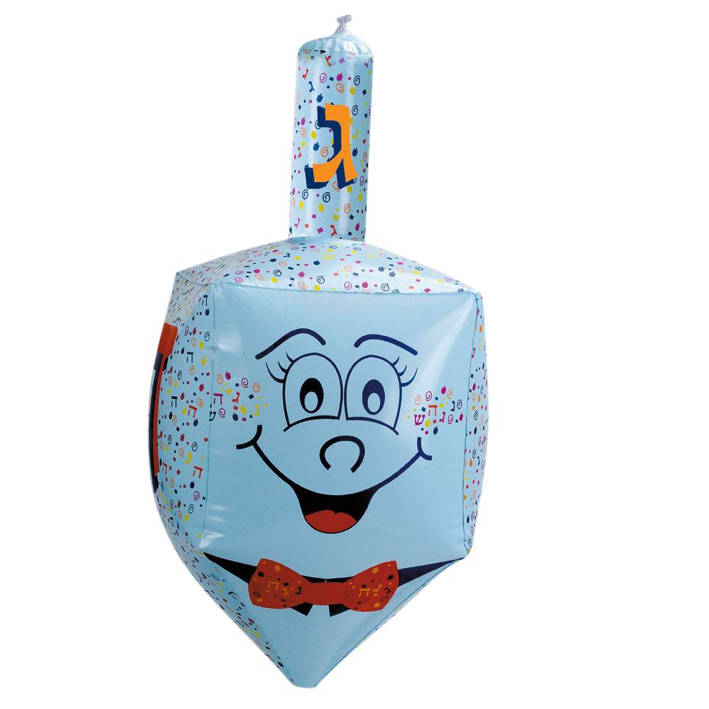 Alt View 1. Rite Lite - Jumbo Smiley Face Dreidel Hanukkah Inflatable - 24" - Blue and Red - Blue.