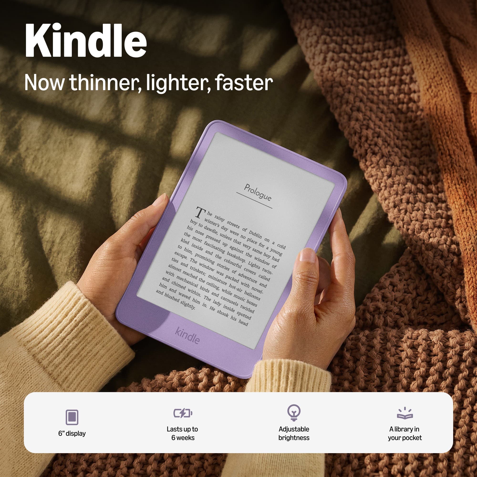 Amazon Kindle 16GB (newest model), Now thinner, lighter, and