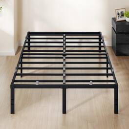 Songmics Home - Full Metal Bed Frame 16 Inches Tall, 1100 lb Weight Capacity, with Under-Bed Storage, Heavy-Duty Platform Bed - Matte Black