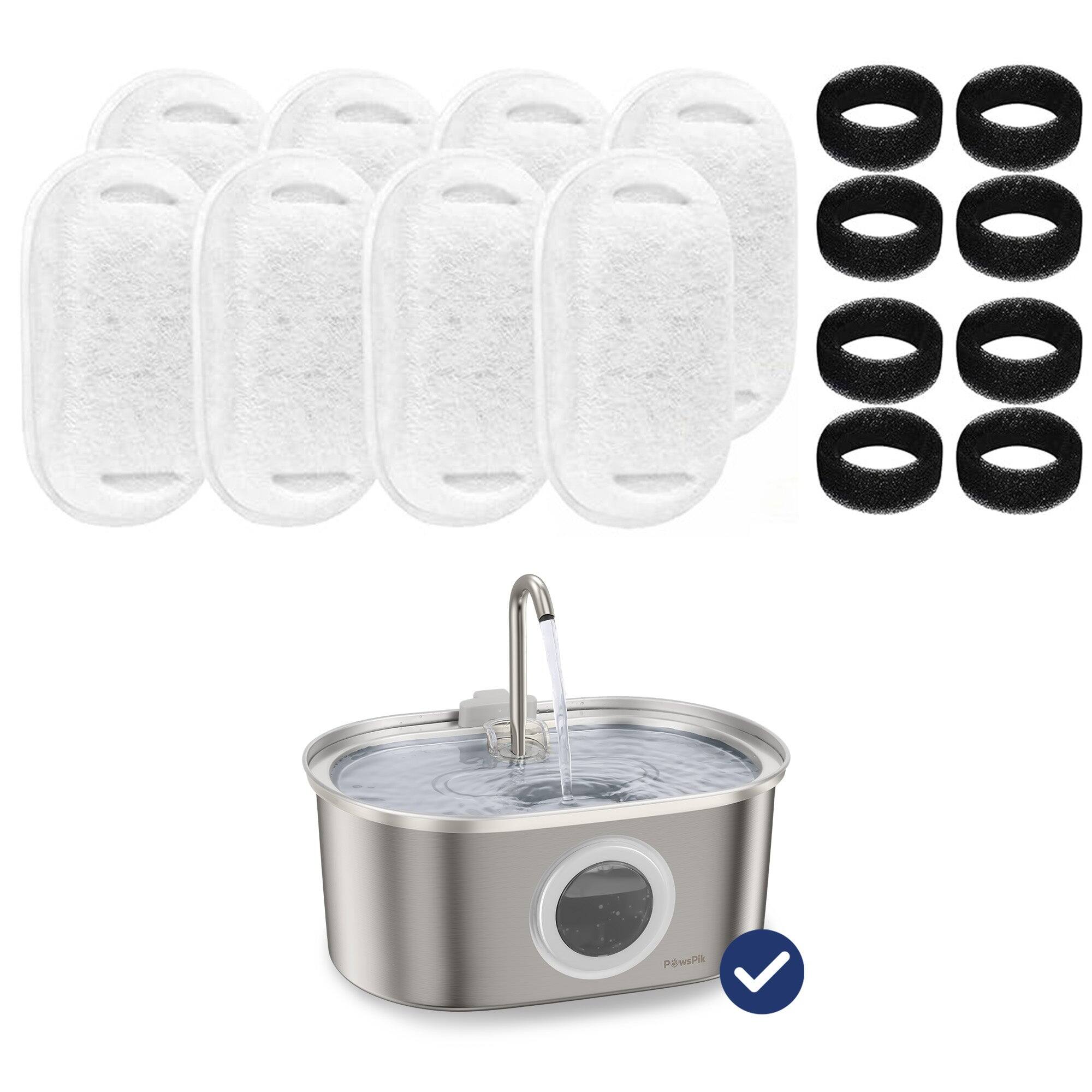 Front. PawsPik - PawsPik SS-01 Cat Fountain Replacement Filters, 8 count - white.