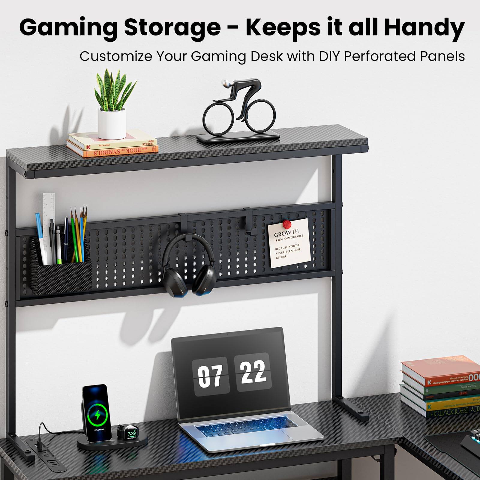 Gaming Storage - Keeps it all Handy  
Customize Your Gaming Desk with DIY Perforated Panels