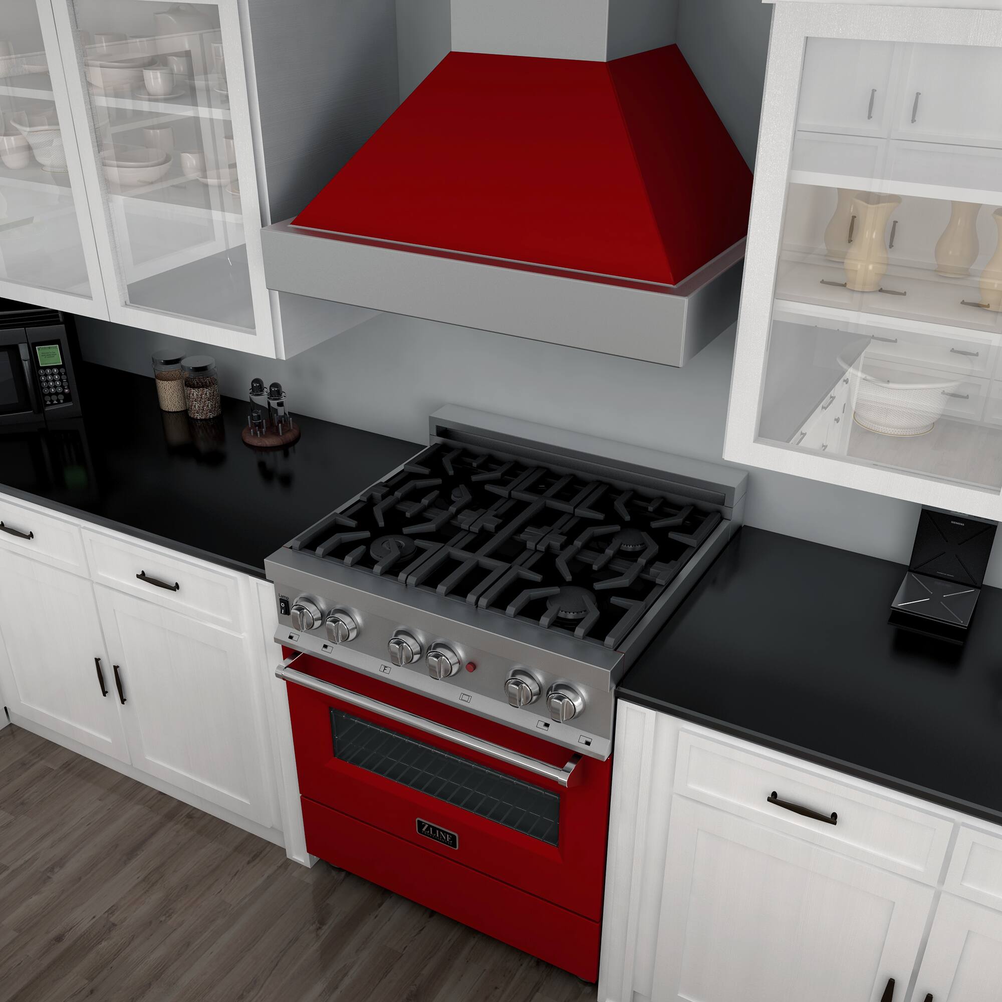Alt View 3. ZLINE - ZLINE 36 in. Legacy Dual Fuel Range in Satin Stainless Steel & Red Gloss Door (RAS-RG-36) - Gloss Red.