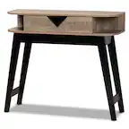 Front. Baxton Studio - Wales Modern and Contemporary Finished Wood 1-Drawer Console Table - Light Brown/Dark Brown.