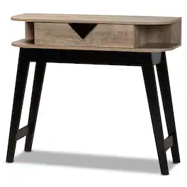 Baxton Studio - Wales Modern and Contemporary Finished Wood 1-Drawer Console Table - Light Brown/Dark Brown