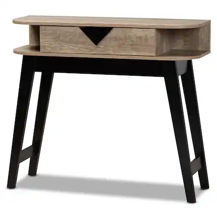 Front. Baxton Studio - Wales Modern and Contemporary Finished Wood 1-Drawer Console Table - Light Brown/Dark Brown.