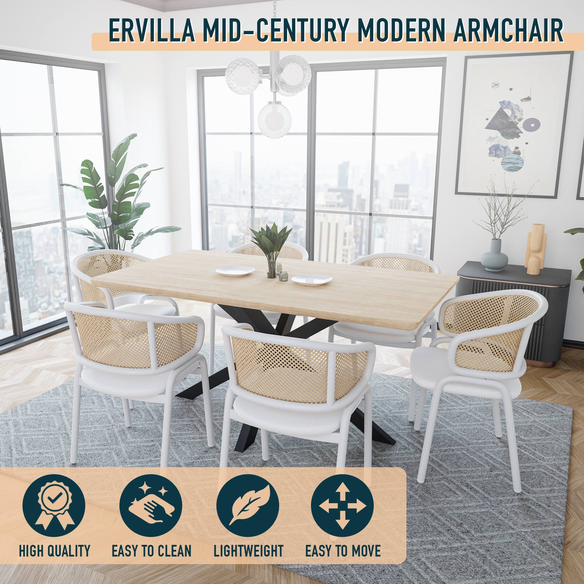 ERVILLA MID-CENTURY MODERN ARMCHAIR

HIGH QUALITY
EASY TO CLEAN
LIGHTWEIGHT
EASY TO MOVE