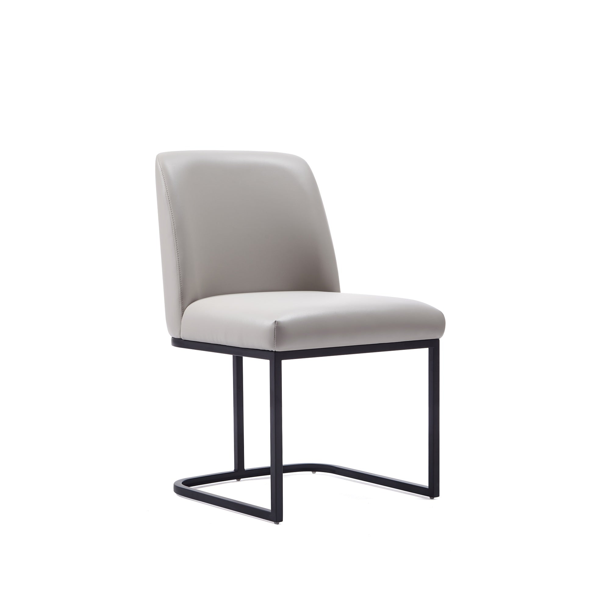 Back. Manhattan Comfort - Serena Modern Metal Vegan Leather Dining Chair - Set of 2 - Light Gray.