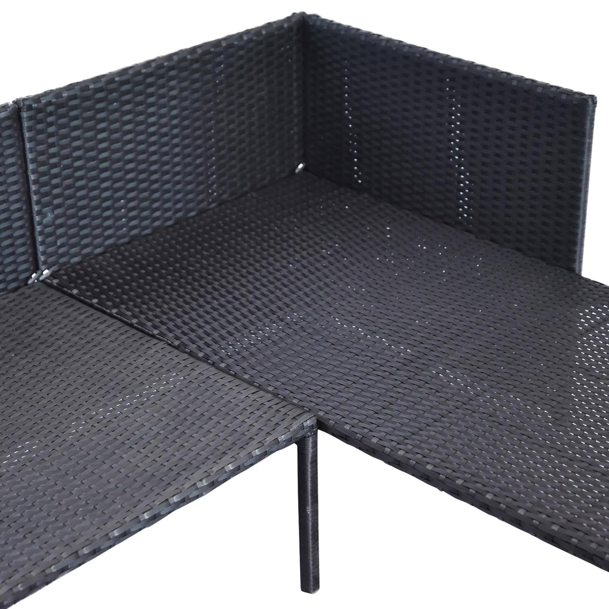 Alt View 5. Spaco - Spaco 3PC PE Rattan Sectional Set, Chaise Loveseat Ottoman, Deep Cushion - Blue.