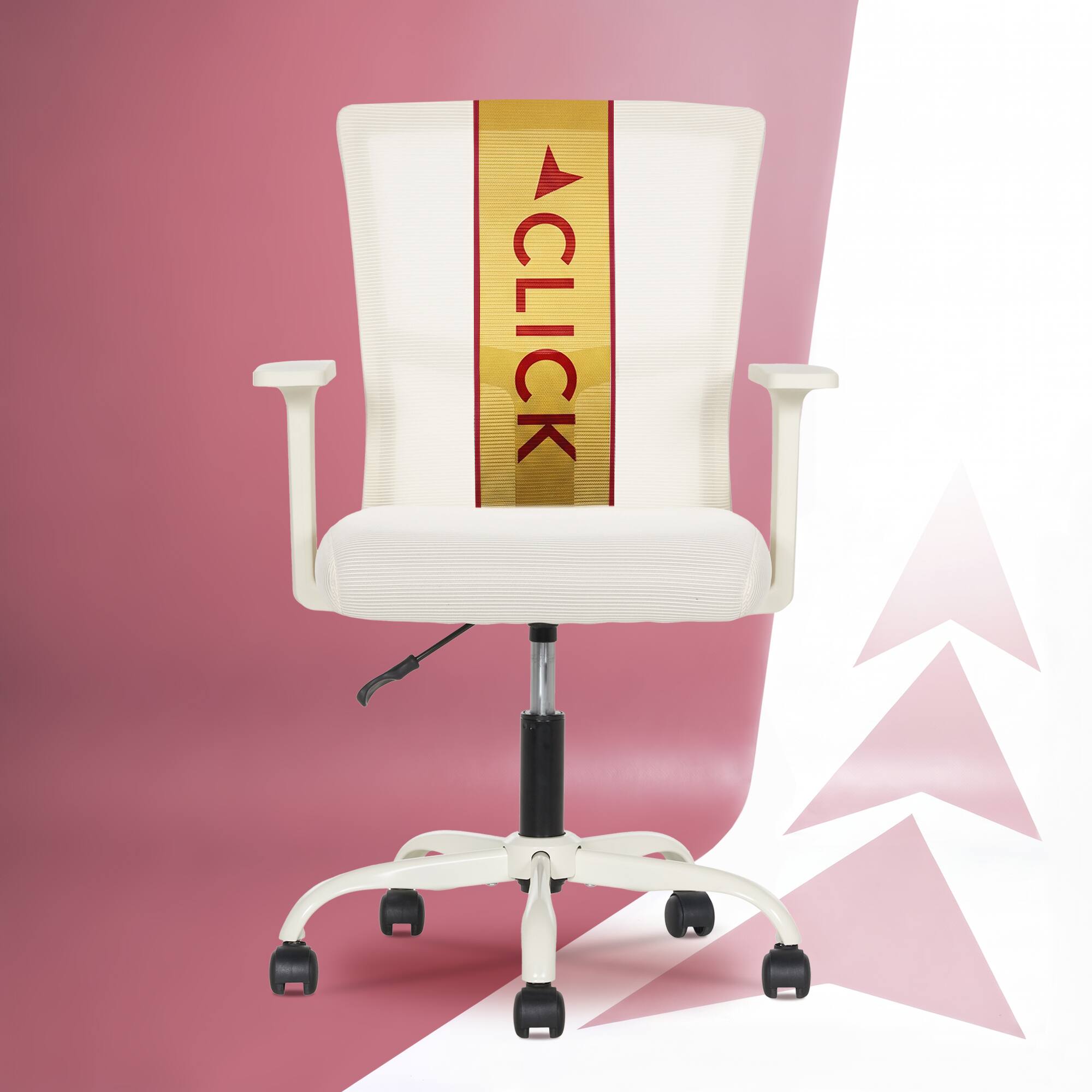 Click365 - Ergonomic Mesh Backrest Office Chair with Lumbar Support & Swivels Adjustable Height Computer Desk Chair for Home Office - Cream