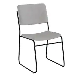 Emma + Oliver - 500 lb. Capacity High Density Stacking Chair with Sled Base - Gray Fabric/Black Frame