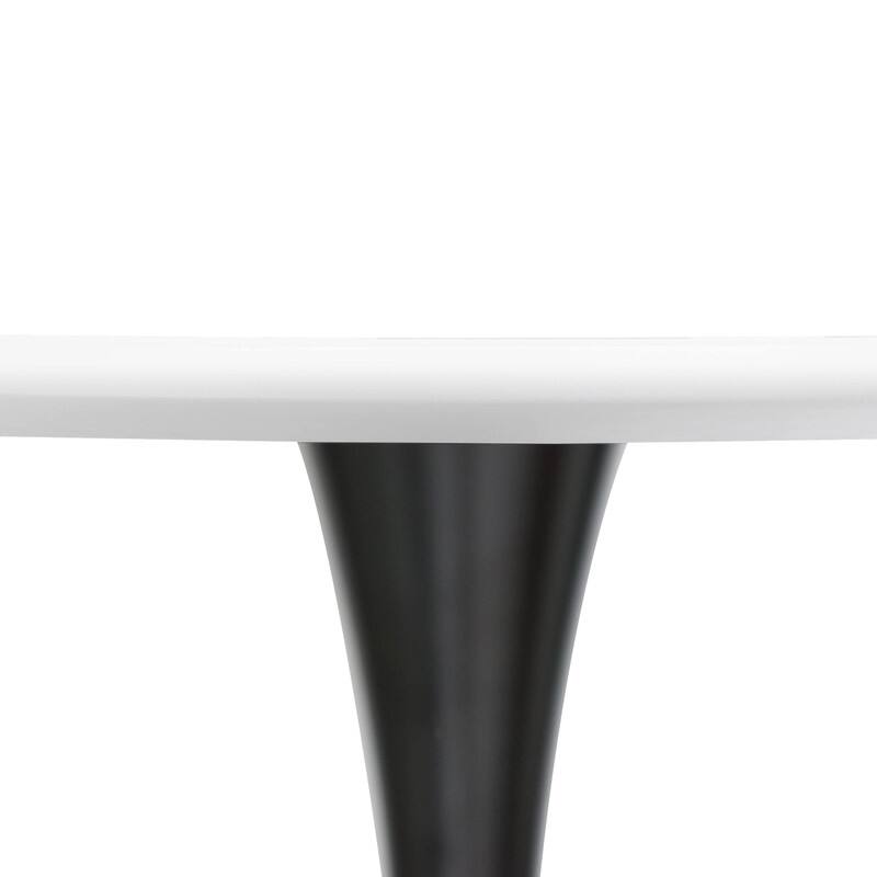Alt View 5. LeisureMod - LeisureMod Bristol 35 in. Round MDF Wood Dining Table in Stainless Steel Pedestal Base Modern Kitchen Table - Black/White.