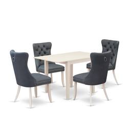 East West Furniture - 5 Piece Dining Table Set Contains a Rectangle Kitchen Table with Dropleaf - White