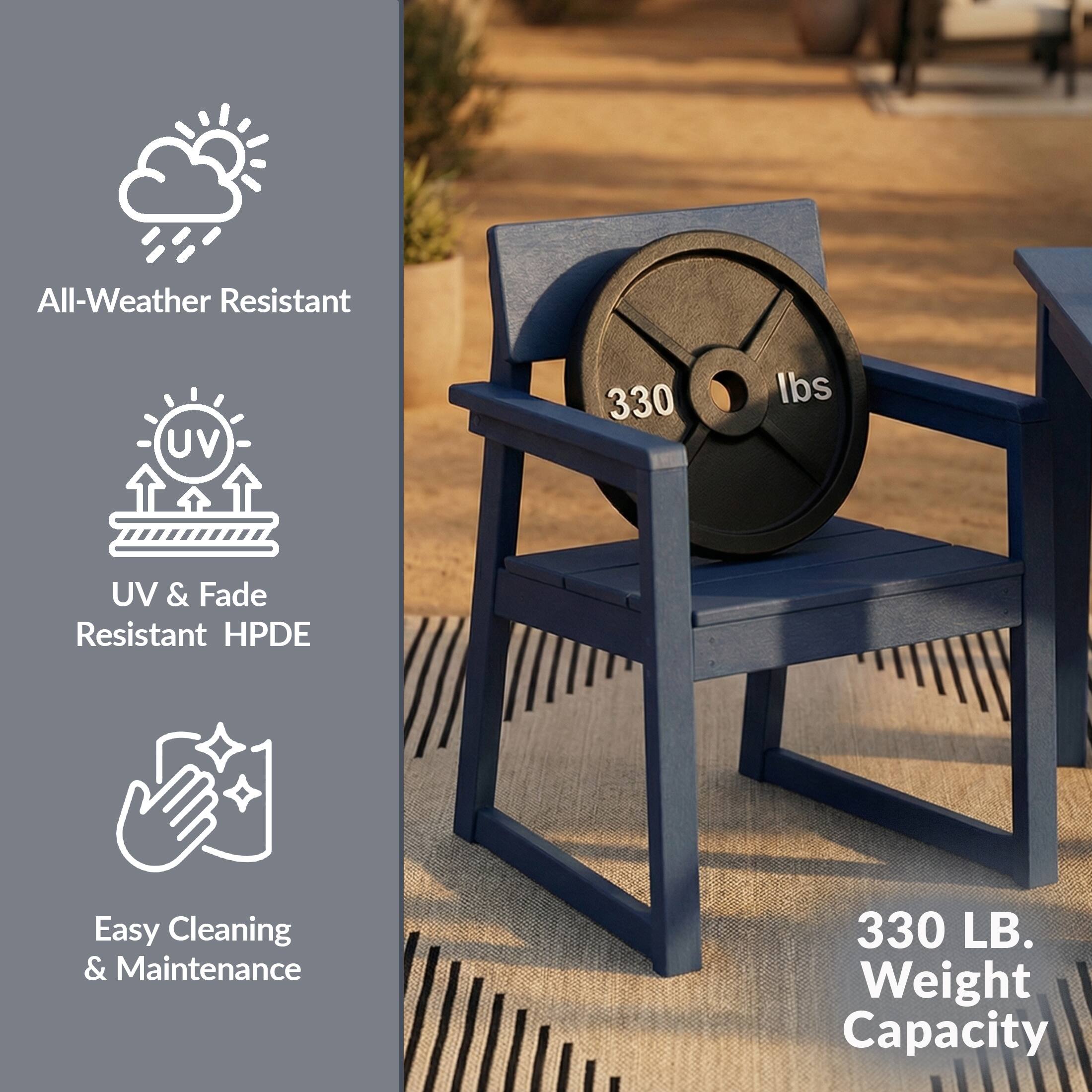 All-Weather Resistant  
UV & Fade Resistant HPDE  
Easy Cleaning & Maintenance  
330 LB. Weight Capacity