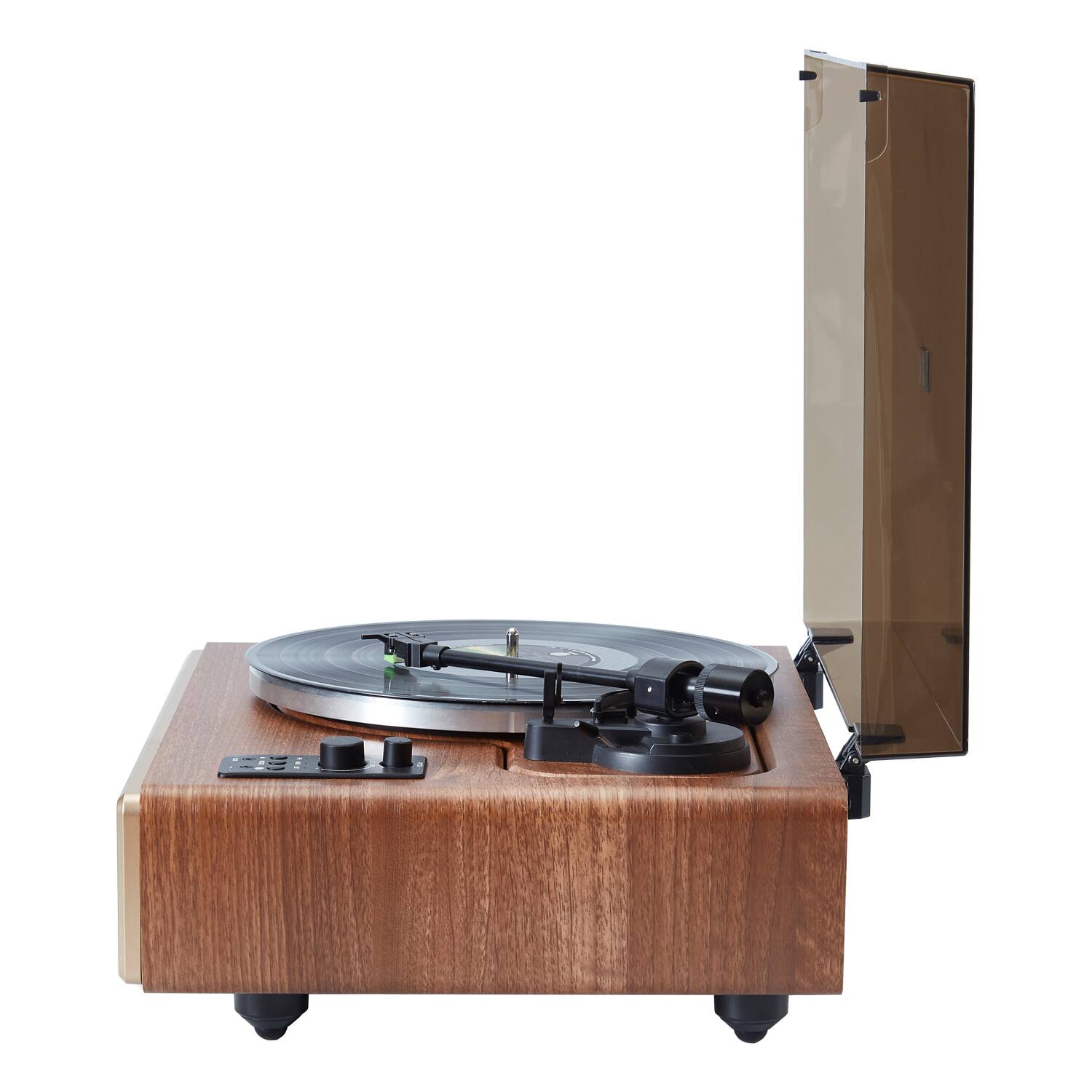 Left. Arkrocket - Arkrocket Huygens Bluetooth Turntable with Built-in Speakers - Walnut.