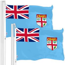 G128 - 2-Pack Fiji Flag 3x5 ft 150D Polyester with Brass Grommets - Clear Vivid Bright Colors