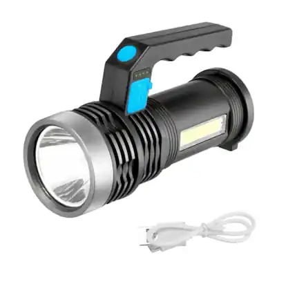 Front. Home Collection - Super Bright Rechargeable LED Flashlight – Long-Range Handheld Searchlight.