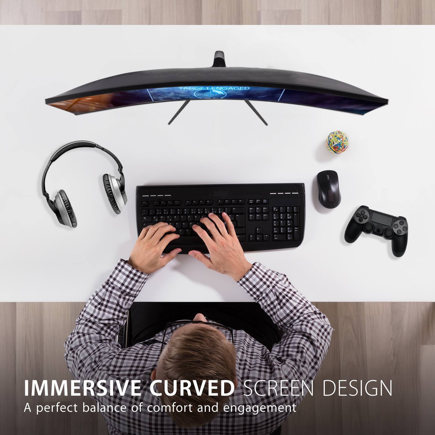 Immersive Curved Screen Design: A perfect balance of comfort and engagement.