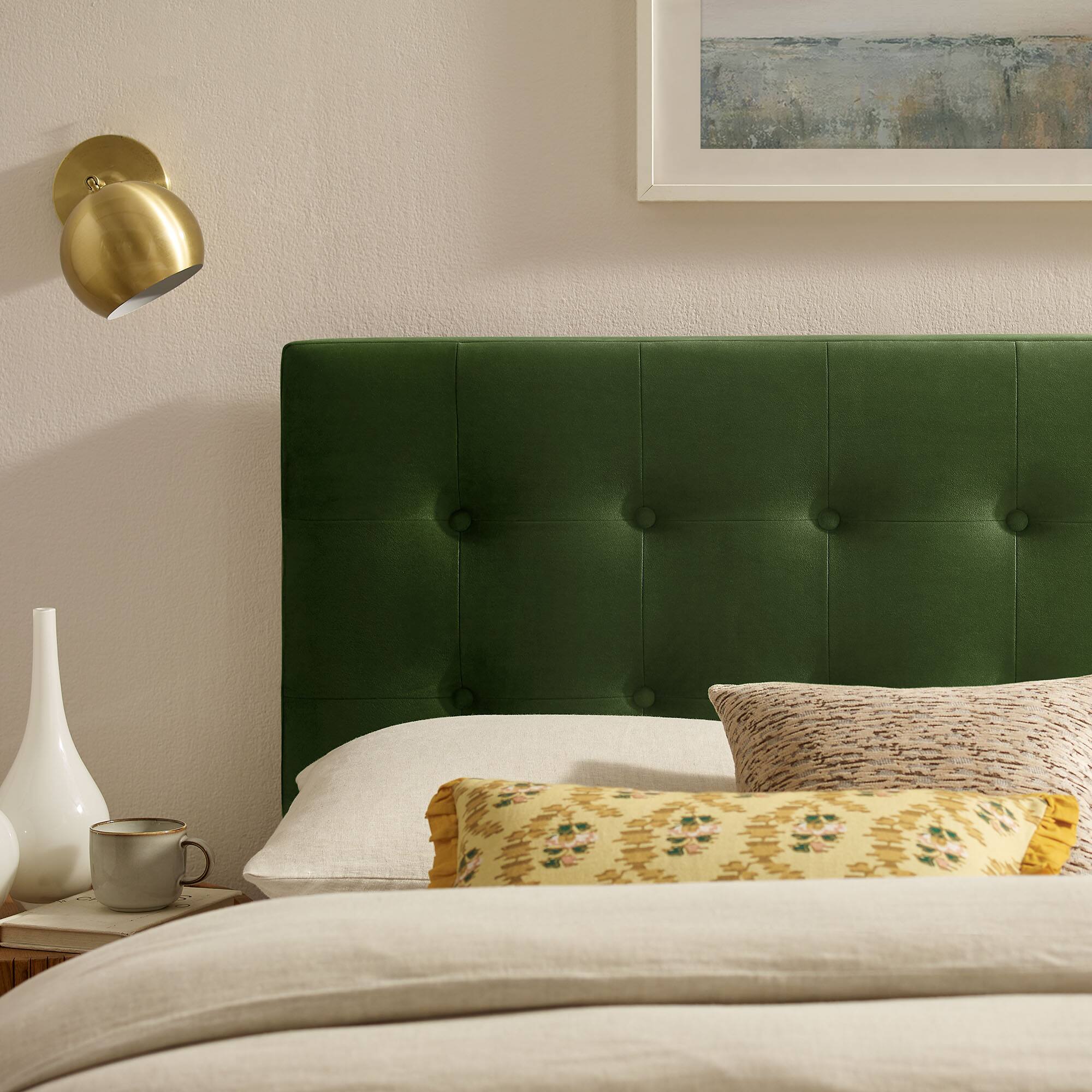 Alt View 1. Modway - Emily Stain-Resistant Performance Velvet Full Size Headboard - Moss Green.
