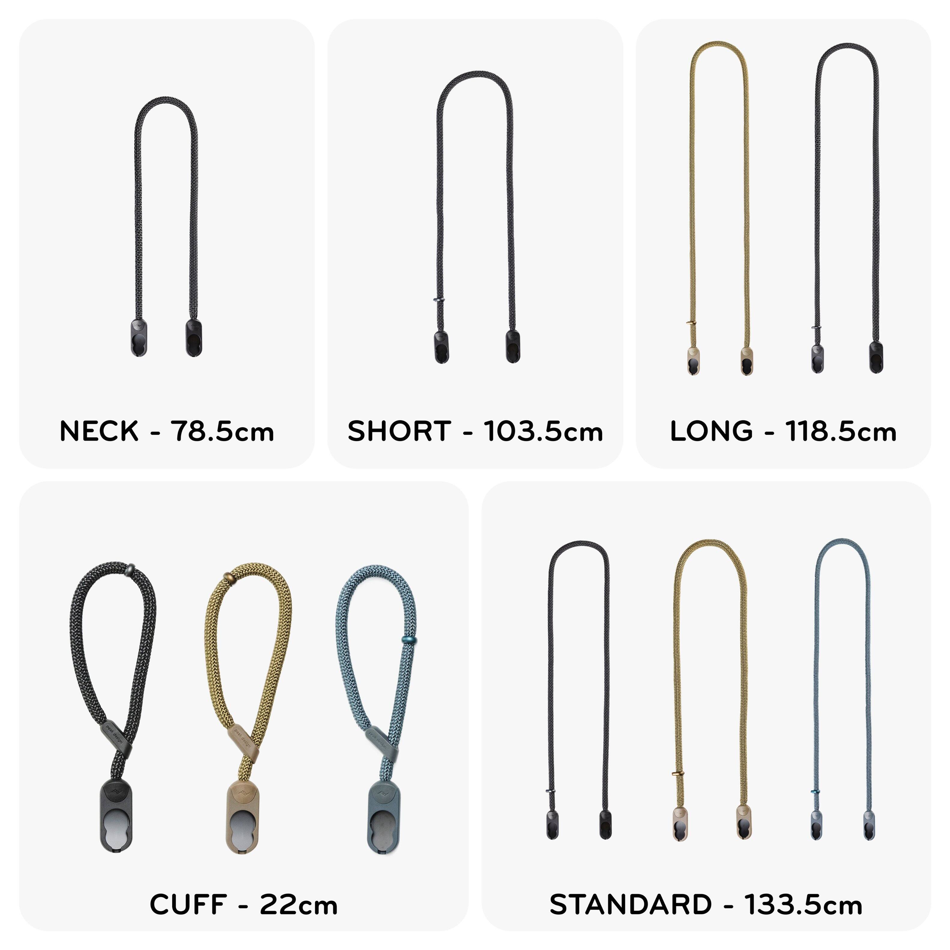 NECK - 78.5cm  
SHORT - 103.5cm  
LONG - 118.5cm  
CUFF - 22cm  
STANDARD - 133.5cm