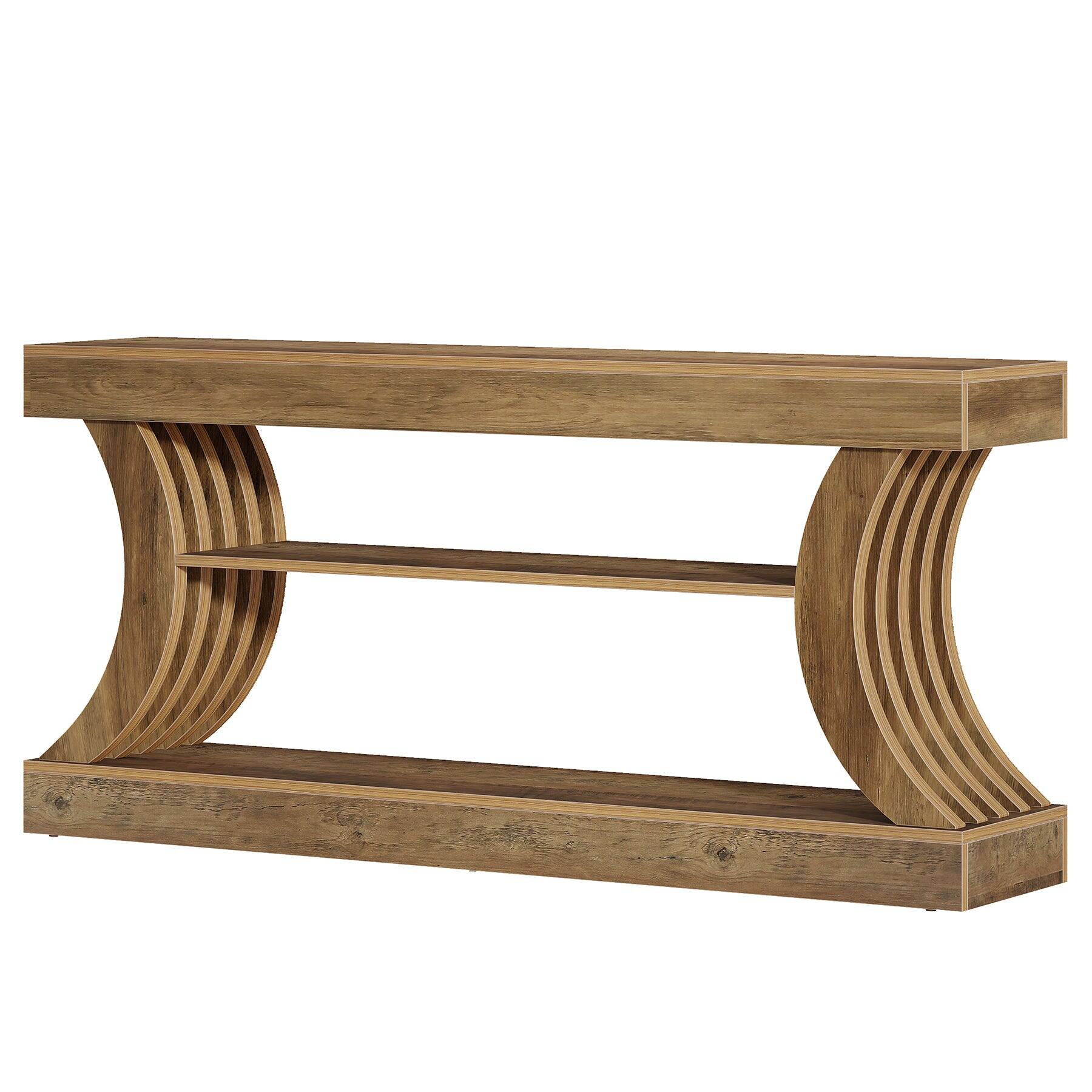 Alt View 4. Tribesigns - Console Table with Engineered Wood Construction and Wood Grain Finish for Entryway and Hallway - Brown.