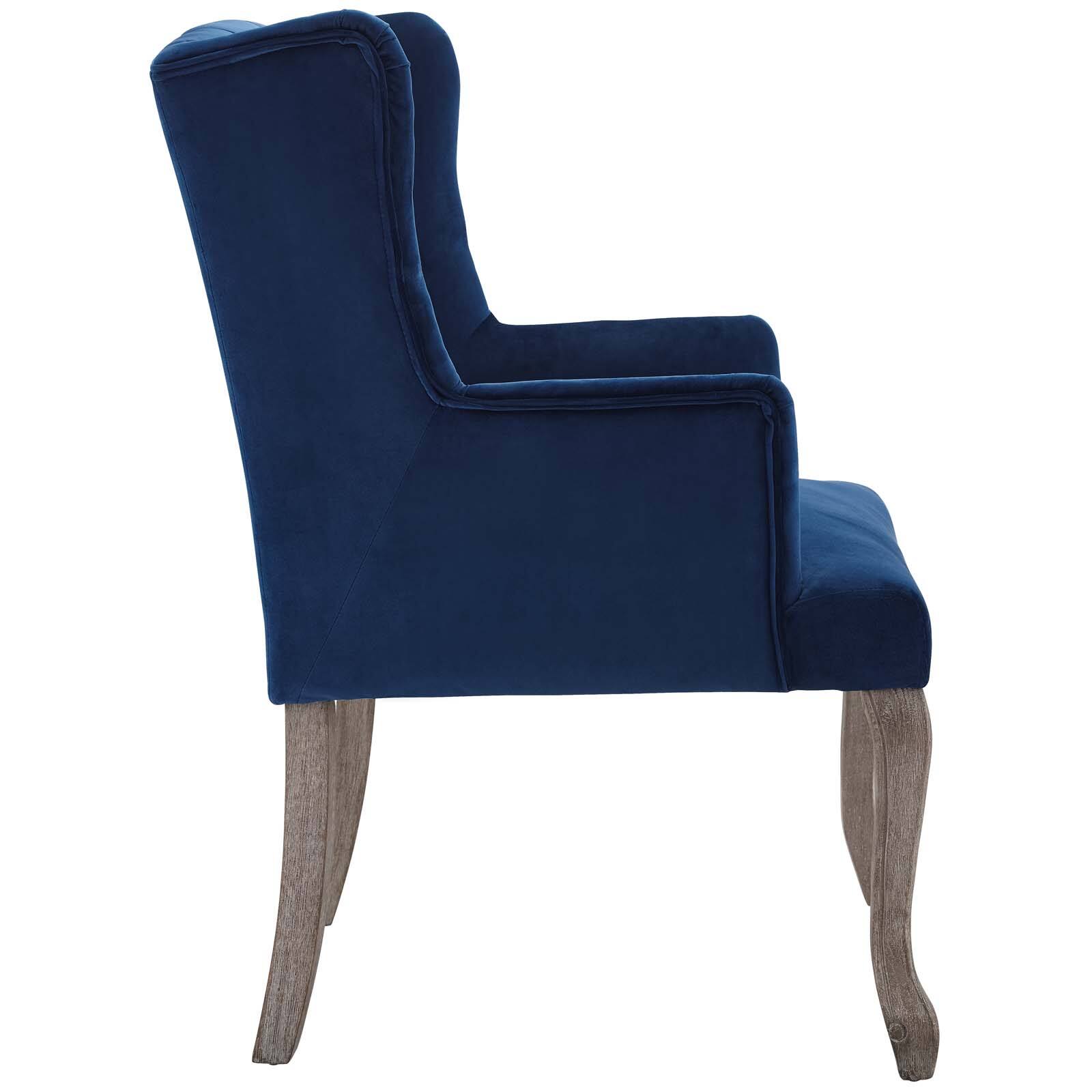Left. Modway - Realm French Vintage Dining Performance Velvet Armchair by Modway - Navy.
