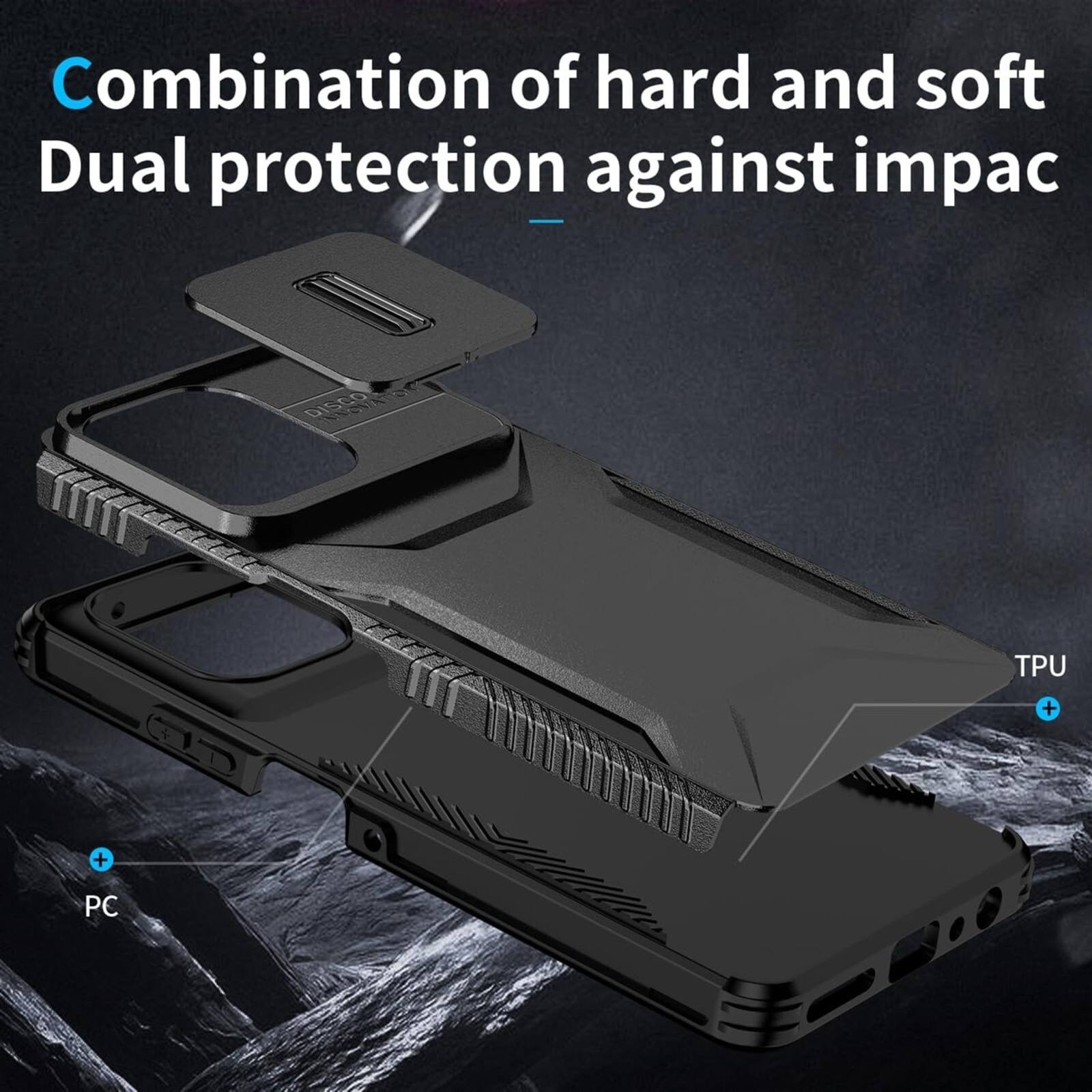 Combination of hard and soft  
Dual protection against impact

DISCO INNOVATION

TPU  
+  
PC