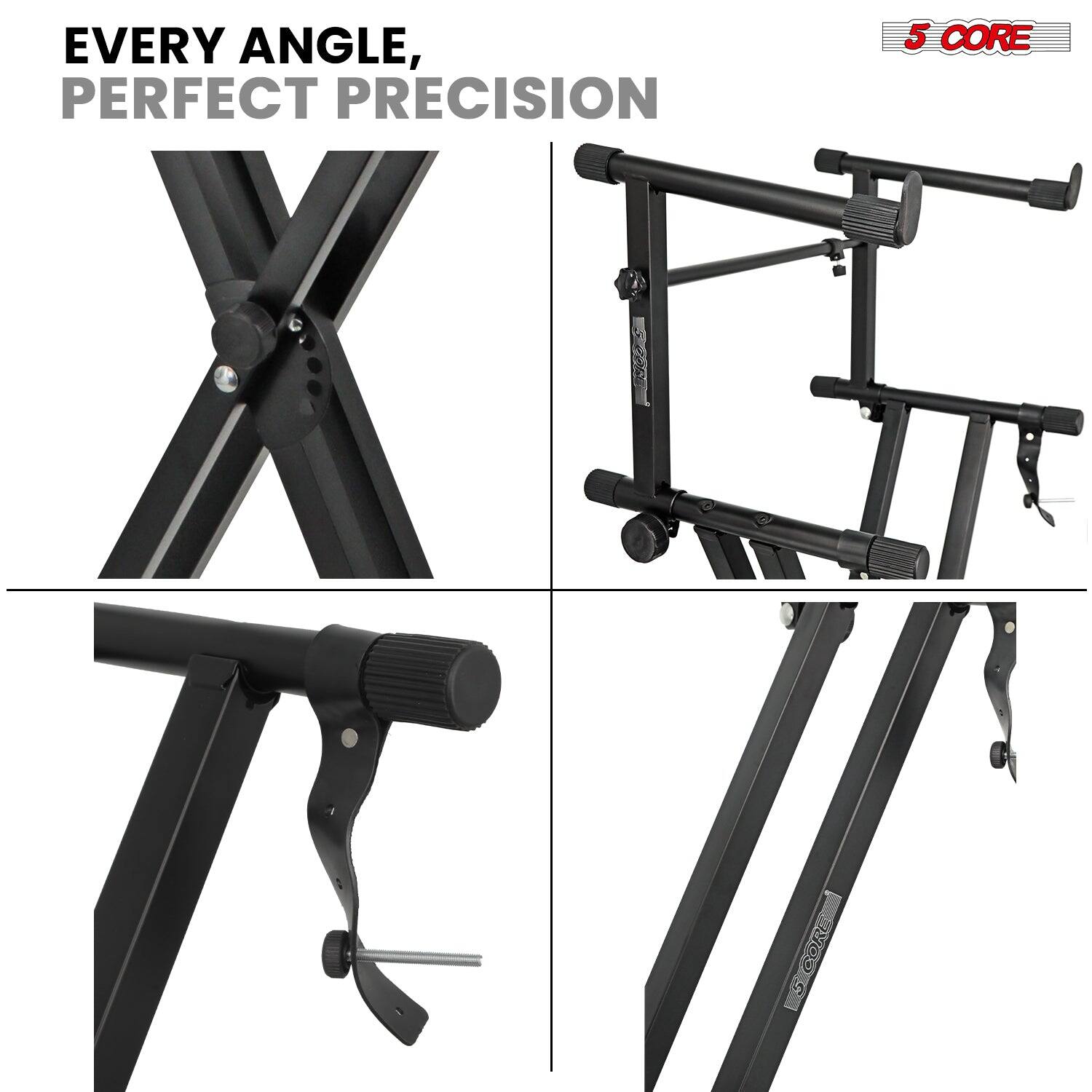 5 CORE 2 Tier Keyboard Stand Double X Style Adjustable Electric