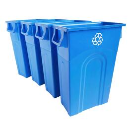 United Solutions - 4 Pack Highboy Recycling Bin, Slim Trash Can, 23 Gallon - Blue