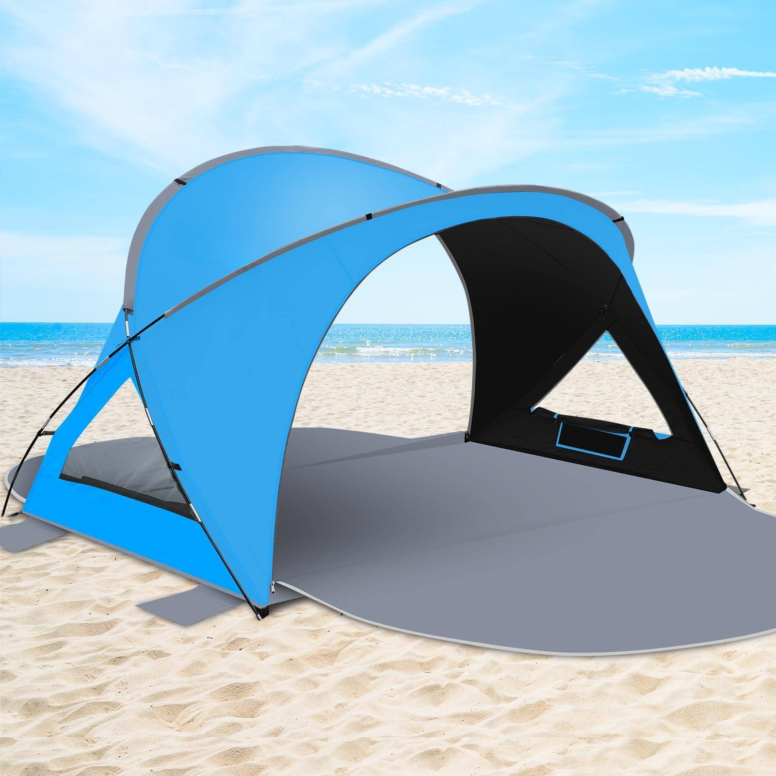 Alt View 1. Paradigms Interiors - Beach Tent Sun Shelter With Upf50 Uv Protection For  Lightweight  Portable Shade Doors Easy Setup Family Umbre - Turquoise-3 Person.