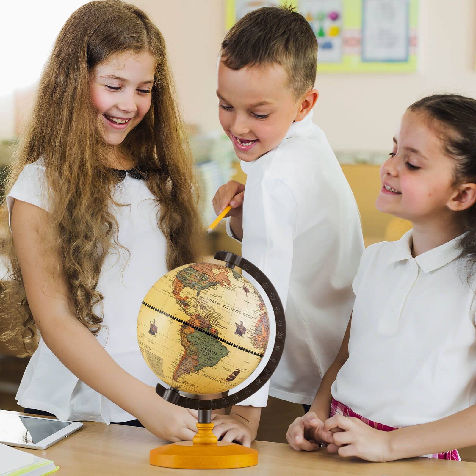 Alt View 1. Costway - Costway Antique World Globe for Kids & Adults 5.5-Inch Desktop Rotating Globe for Home - Bronze.