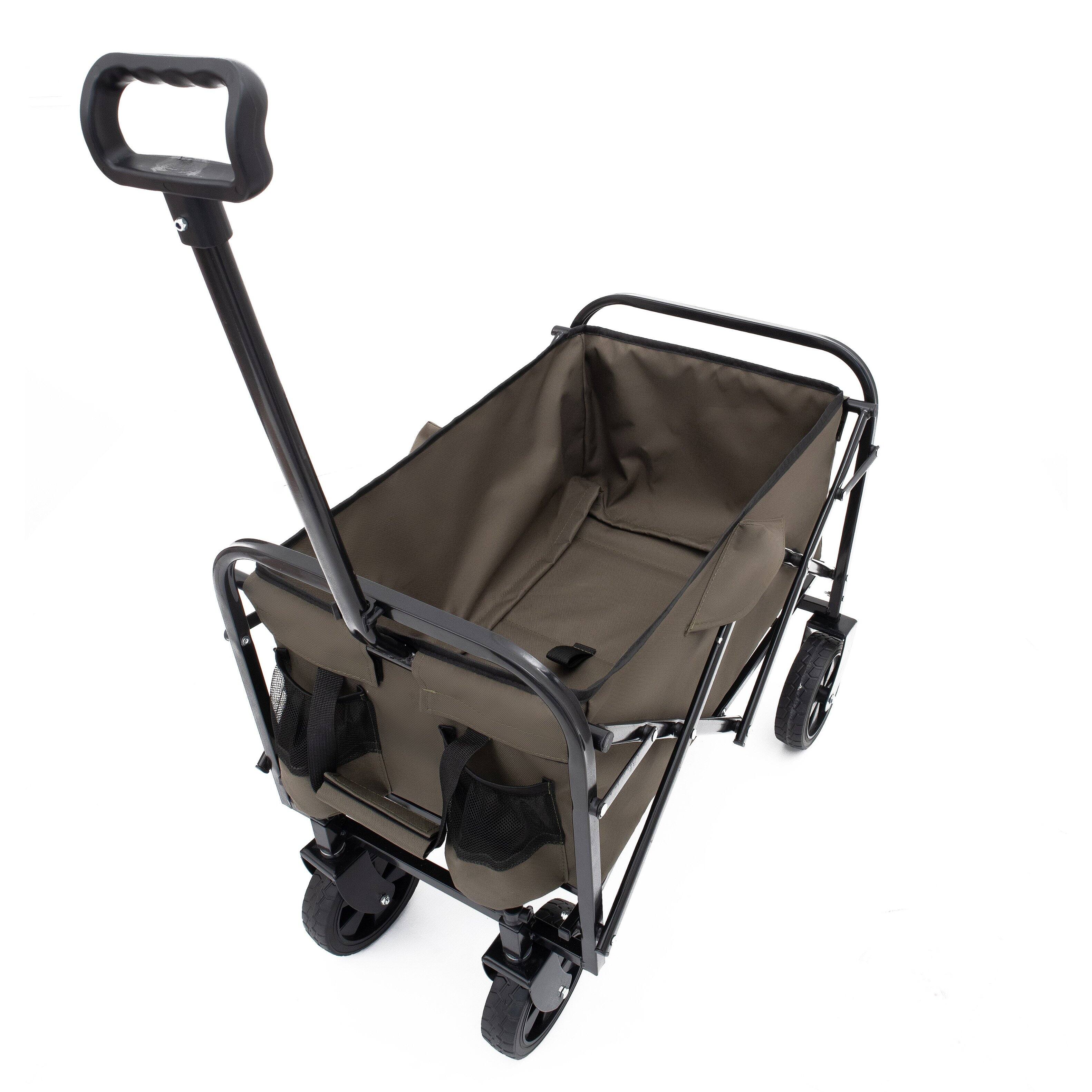 Left. Mondawe - Extendable Collapsible Wagon Utility Carts w/ 225LBS Capacity, 360° Wheels - Gray.